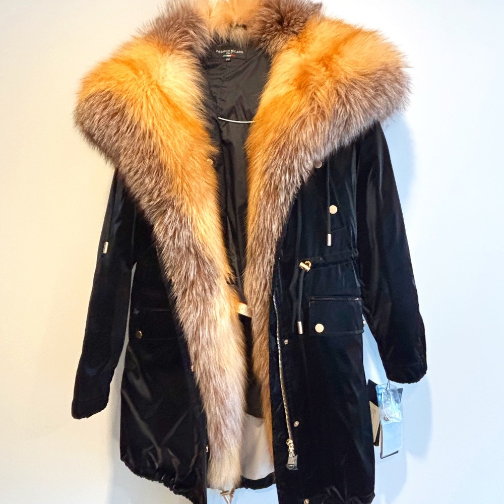 Parka with fox fur, S